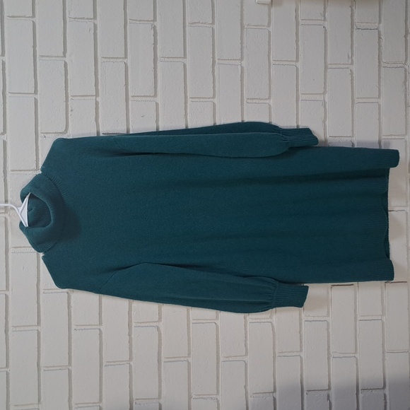 J. Crew Teal Merino Wool/Alpaca Balloon Sleeve Dress. Size Medium - Picture 7 of 10